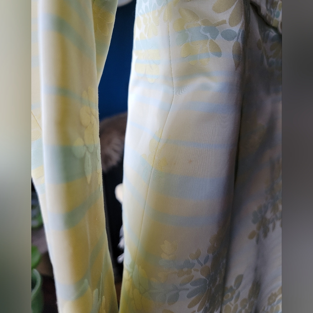 Vintage Worth 8P Skirt Jacket Suit Set Yellow Blue Floral - Picture 12 of 16